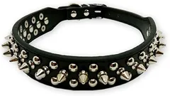 アウプル(Aupuru) 犬の首輪 スタッズ ワイルド トゲトゲ 5穴 調節 可能 小型犬 中型犬 大型犬 猫 かわいい おしゃれ (ブラック,  Lサイズ)