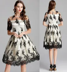 L6L 結婚式 パーティードレス パーティドレス フォーマルドレス 披露宴 ニ次回 大人優雅 花柄刺繍 レースドレス ワンピース(T)