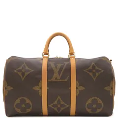 ルイヴィトン LOUIS VUITTON ボストンバッグ キーポル バンドリエール50 レザー モノグラムジャイアントリバースキャンバス モノグラムジャイアントリバース ゴールド金具 茶  M44739 RFID 【箱】【中古】