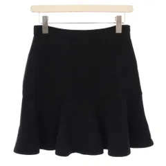 ミュウミュウ miumiu フレアスカート ミニ丈 ストレッチ 無地 ワンカラー 40 黒 ブラック /BB