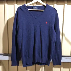 1217 POLO RALPH LAUREN セーター ネイビー L ポロラルフローレン ニット ウール ワンポイント 刺繍ロゴ ポロポニー 古着卸 アメリカ仕入