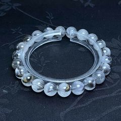希少 高品質 貫通穴なし 牛穴 クリアクォーツブレスレット 無垢水晶 約