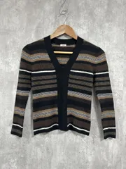 IENA イエナ Vネック ボーダー ニット セーター 黒ｘ茶 ◆■ レディース