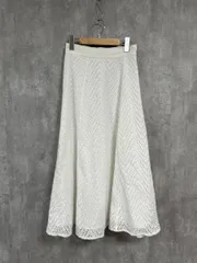 saloon サルーン 透かし編み フレア ロング スカート sizeF/白 ■◆ レディース