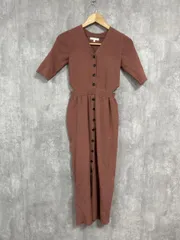 rienda リエンダ サイドカット釦デザインRIB Knit OP ワンピース sizeM/ピンク ■◆ レディース