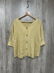 BEAUTY & YOUTH ビューティ&ユース ユナイテッドアローズ チェック柄 日本製 ブラウス シャツ 白ｘ黄 ■◆ レディース