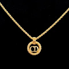 美品★ Christian Dior クリスチャン ディオール  ネックレス ゴールド CDロゴ サークル