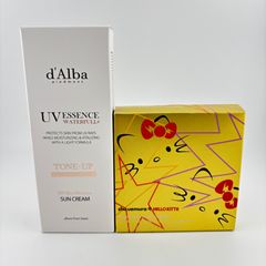 [재고 처분 세일] [2 점] shu uemura 슈우에무라 헬로 키티 디스코 그램 아이 팔레트 / d'Alba 달바 톤 업 선크림 선크림 크림 SPF50+ PA++++