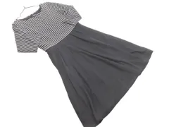 LAURA ASHLEY ローラ アシュレイ ボーダー ドッキング ワンピース size36/黒 ◇■ レディース