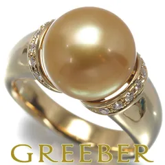 TASAKI タサキ リング ゴールデンパール 真珠 11.0mm ダイヤ ダイヤモンド 0.12ct 12号 K18YG 保証書/ソ #179870