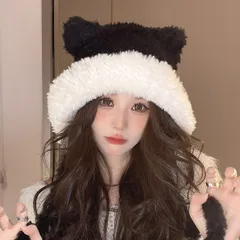 クマ耳リボン付きファー帽子 (T)