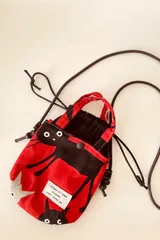 猫柄 スマホショルダー 巾着ポーチ ミニバッグ 斜めがけ 軽量 ハンドメイド