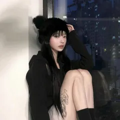 ファー帽子　猫耳 (T)