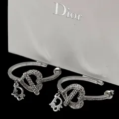 希少 レア Christian Dior クリスチャン ディオール ハートラインストーン トロッターロゴ Dロゴ シルバー フープピアス 耳飾り ジュエリー 小物 ヴィンテージ