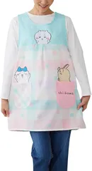 [ちいかわ] ハチワレ うさぎ ナガノ エプロン サイド開き グリーン系 チェック柄　レディース M〜L