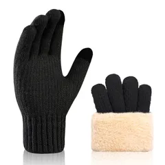 【売切注意】 通勤通学・自転車・バイク・スキー ギフト 伸縮性 タッチパネル対応 柔らか 保温 ふわふわ 厚手 暖かい ニット手袋 ニットグローブ 【即刻発熱の防寒グローブ・極上の着け心地・裏起毛】 冬 スマホ対応 メンズ 防寒 手袋 [MOWO]