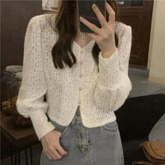 CRANK SEOUL 花柄リブ半袖Tシャツ フラワーヘンリーネックトップ