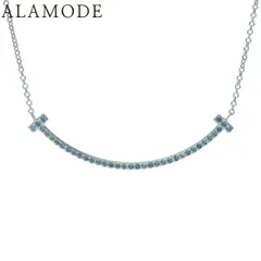 TIFFANY&Co.(ティファニー) ティファニー T スマイル ペンダント ミニ ブルートパーズ ホワイトゴールド K18WG ネックレス ジュエリー シルバー銀 ブルー青 レディース 40802164393【中古】【アラモード】