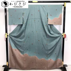 付下げ 飛び柄花柄模様 叩き染 青碧色 トールサイズ K-3226 - メルカリ