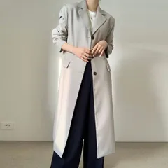 ゆったり 長袖 ロング 膝下丈 コートトレンチコート[K](T)