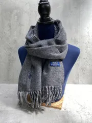 POLO RALPH LAUREN ポロ ラルフローレン ロゴ刺繍フリンジ付き マフラー グレー/チェック ◆■◎レディース