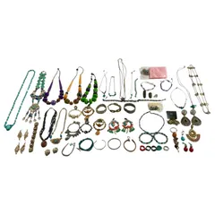 ★ インディアンジュエリー風 アクセサリー 50点 まとめ商品 ブレスレット ネックレス リング ピアス イヤリング 他  現状品 1.4kg