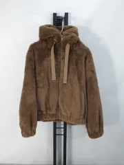 ザラ フリース フェイクファー クロップド ジャケット ブラウン s