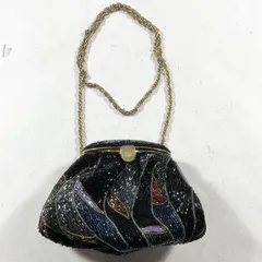 ★ 希少 レア 総ビーズバッグ 刺繍 ビーズ細工  パーティ がま口 結婚式 冠婚葬祭 vintage レトロ 現状品 0.4kg