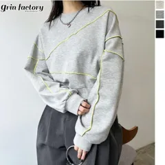 配色メロープルオーバー スウェット 長袖 レディース 裏毛 ショート丈 クロップド メロウプルオーバー カットソー バイカラー カジュアル トレーナー グレー ブラック ホワイト 黒 白 春 夏 秋 冬 [K](T)