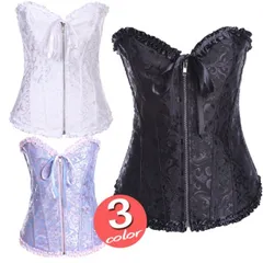 ビスチェ Tバック ショーツ セット コルセット フリル 編み上げ フロントジッパー 白 ホワイト 黒 ブラック ブルー セクシー ランジェリー  セクシーランジェリー 下着 おしゃれ レディース 大人 補正下着 引き締め 着痩せ 体型カバー ダイエット お腹