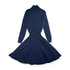 LACOSTE ラコステ ハイネック 長袖 ウール ニット ワンピース 34/バイカラー レディース