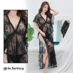 ベビードール Ｔバック ショーツ セット ロング丈 ベビド 黒 セクシー ランジェリー ルームワンピース ナイトガウン おしゃれ レース 女性 下着 エッチな下着 エロい ロングキャミソール シースルー 透け透け ネグリジェ (Q)