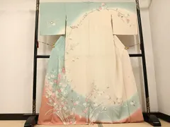 平和屋着物●訪問着　友禅　作家物　枝花文　暈し染め　正絹　逸品　未使用　AABE8106ph