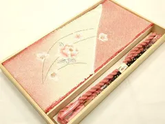 平和屋本店●和装小物　帯締め・帯揚げセット　総絞り　刺繍　花柄　暈し染め　装飾付き　金銀糸　逸品　未使用　AABE9094ay