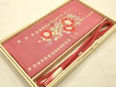 平和屋本店●和装小物　帯締め・帯揚げセット　振袖用　刺繍　花柄　金銀糸　金彩　撚り房　正絹　逸品　未使用　AABE9099ay