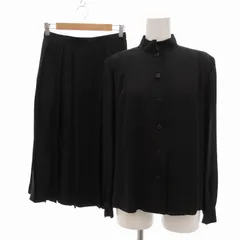 クリスチャンディオール Christian Dior PRET A PORTER MODELE EXPORTATION ヴィンテージ セットアップ フォーマル ブラウス プリーツスカート 11 絹 シルク 黒 ブラック /UO