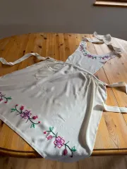 手刺繍ロングエプロン