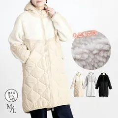 モコモコのボアとの組み合わせが大人可愛い中綿キルトのフードロングコート (T)