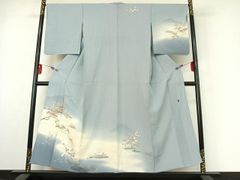訪問着 袷のきもの 可憐な洋花模様 【藤舟】作者落款入り 正絹 12435