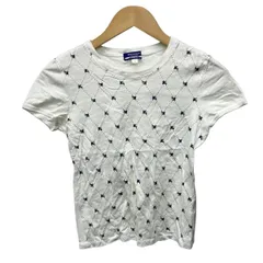Burberry Blue Label(バーバリーブルーレーベル) 半袖Tシャツ サイズM レディース - 白×ダークネイビー アーガイル
