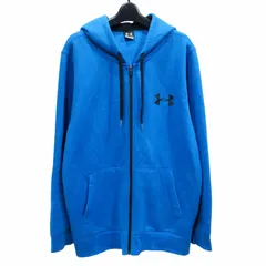アンダーアーマー UNDER ARMOUR パーカー フーディ ロゴプリント ジップアップ XL 青 ブルー ■MET1 0805