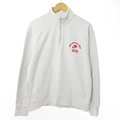 ナイキ NIKE ハーフジップ スウェット トレーナー 長袖 裏起毛 ロゴ刺繍 L グレー 0922