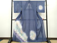 オーダーメイド】裾引き着物 紗 訪問着 芸妓 舞踊 波に貝 染め分け 