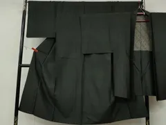 平和屋着物●男性　紬　アンサンブル　藍海松茶色　正絹　逸品　CABB6091ut