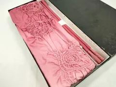 平和屋着物●和装小物　帯締め・帯揚げセット　柄絞り　枝葉文　今様色　逸品　未使用　CAAZ6267ju