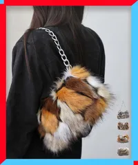 新品 レディース ファーチェーンバッグ ミニトート 2WAY エコファー ヒョウ柄 秋冬 軽量 モコモコ【送料無料】