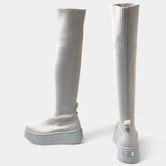 プラス ダイアナ　ニーハイブーツ　ニット　アイボリー