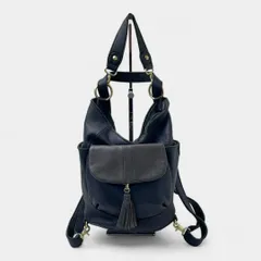 イア パピヨネ　3way ショルダーバッグ　リュック　ブラック　タッセル　フリンジ　シボ レザー