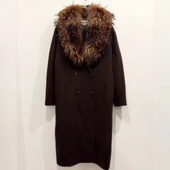 カシミヤ100% Chloé フォックスファー 毛皮襟 チェスターコート ダブルブレスト ダークブラウン サイズ40 【送料込み】