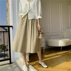 スカート ゆったり ハイウエスト Aライン カジュアル[K](T)